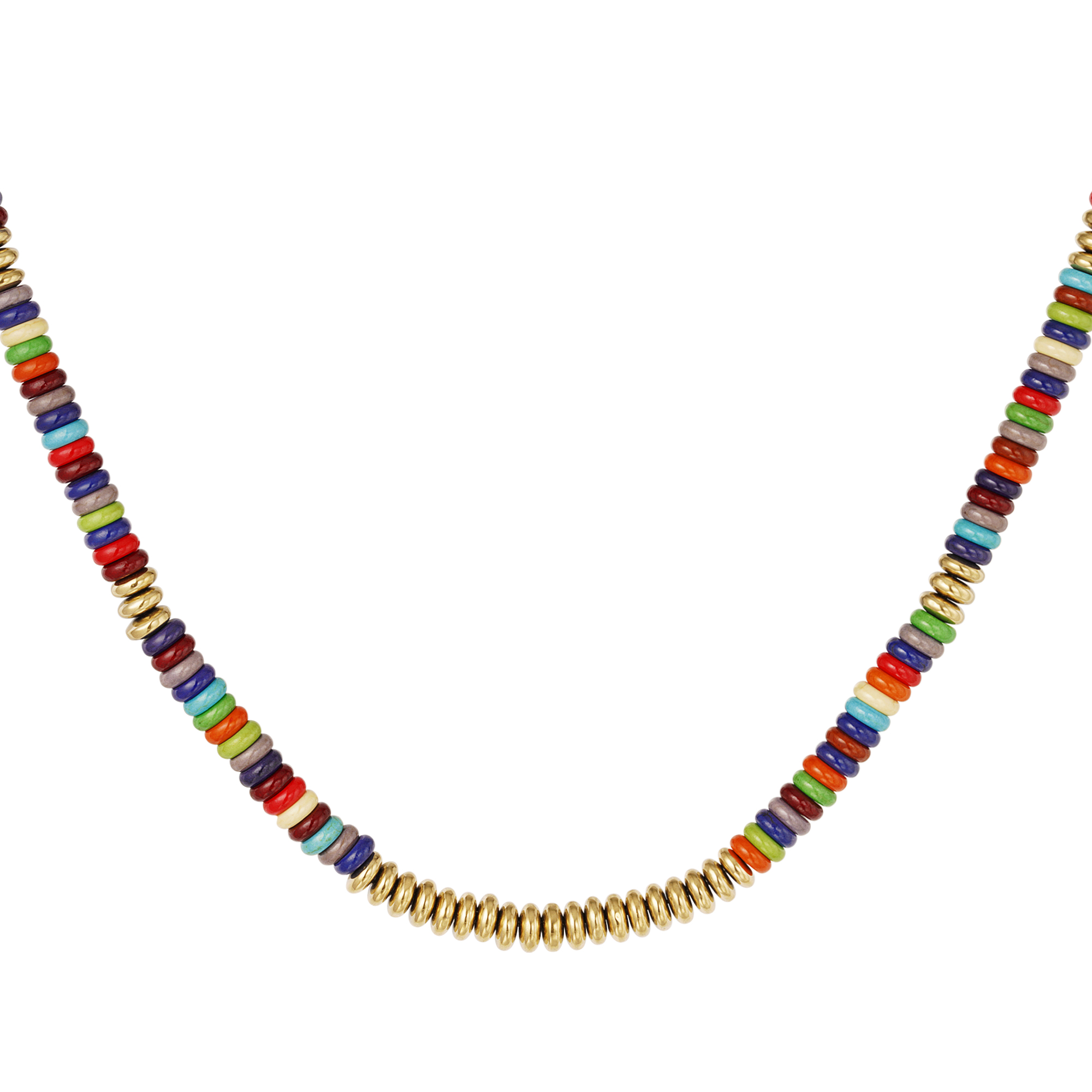 Necklace with flat beads - multi colors Stainless Steel h5 