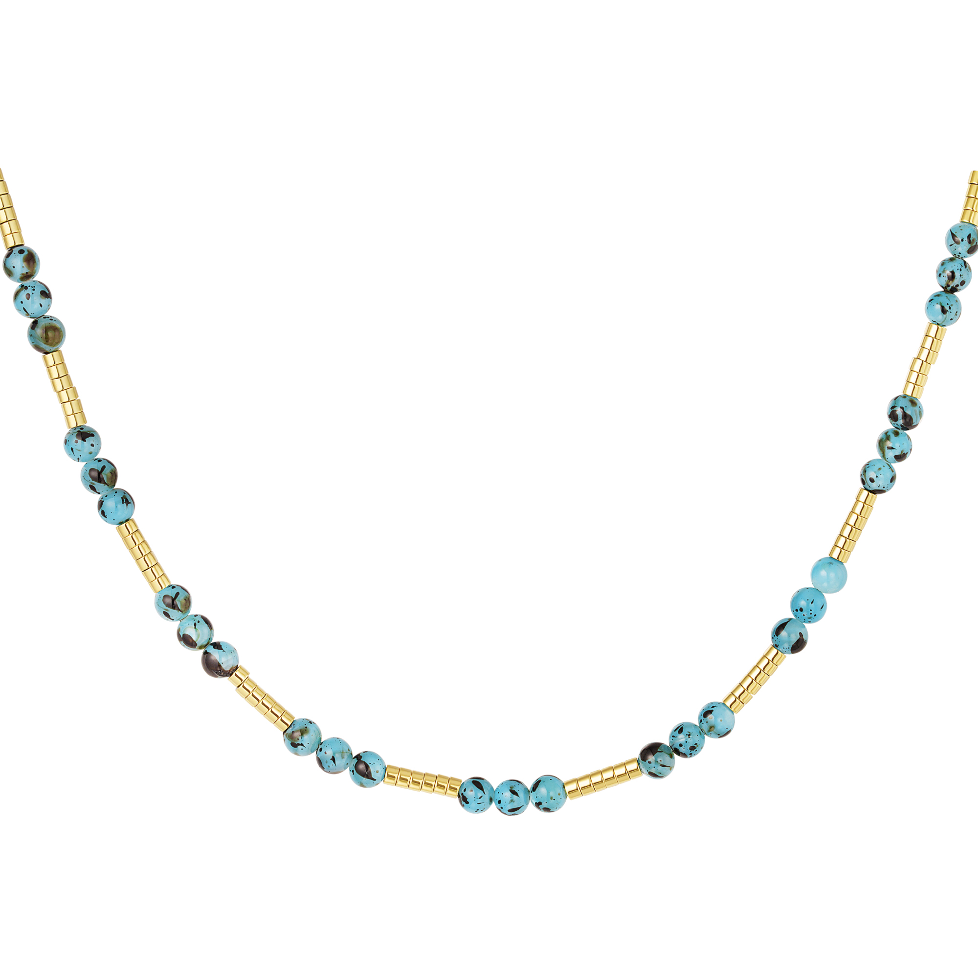 Beaded necklace with blue natural stone