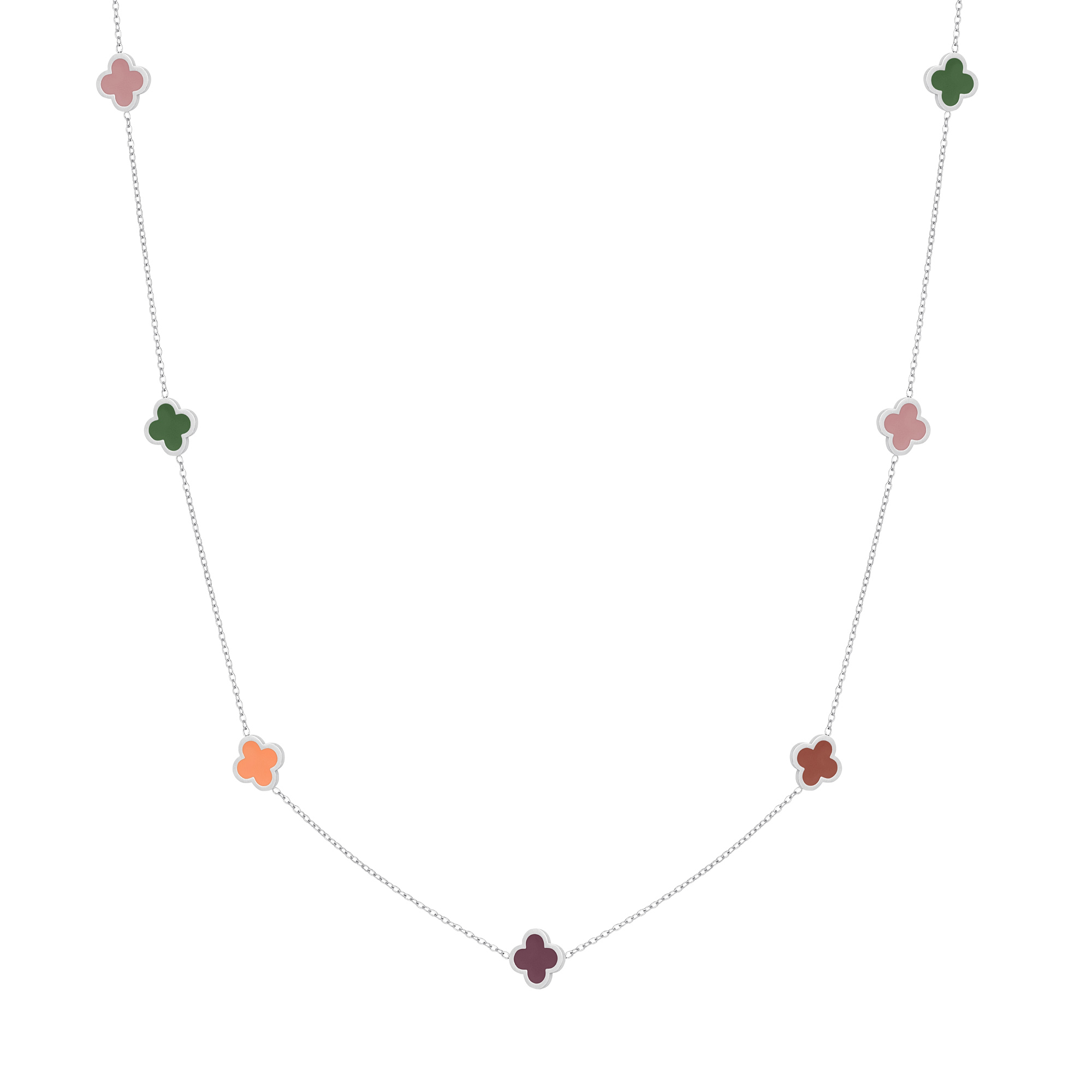 Long necklace with colored clovers h5 