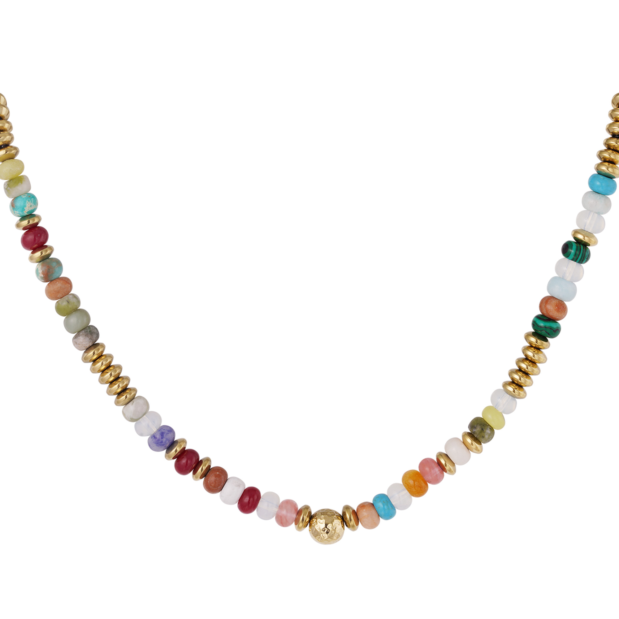 Necklace with multi-colored stone beads