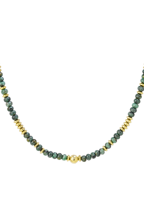 Halskette mit mehrfarbigen Steinperlen - Natursteinkollektion Grün & Gold Hämatit