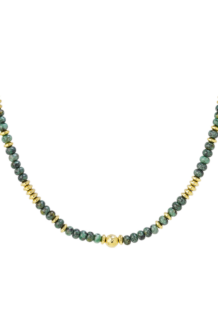 Necklace with multi-coloured stone beads - Natural stone collection Green & Gold Hematite 