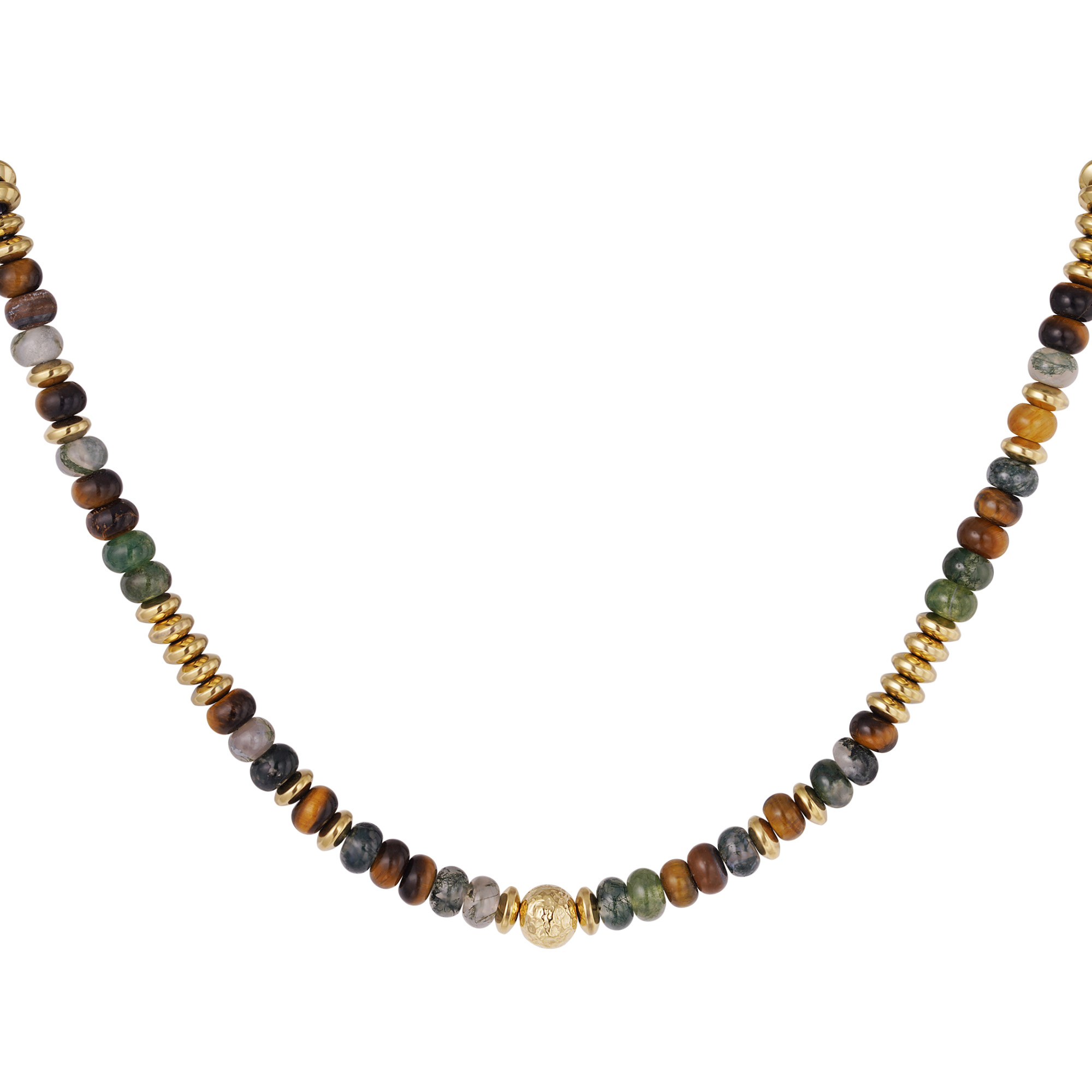 Collier avec perles de pierres multicolores