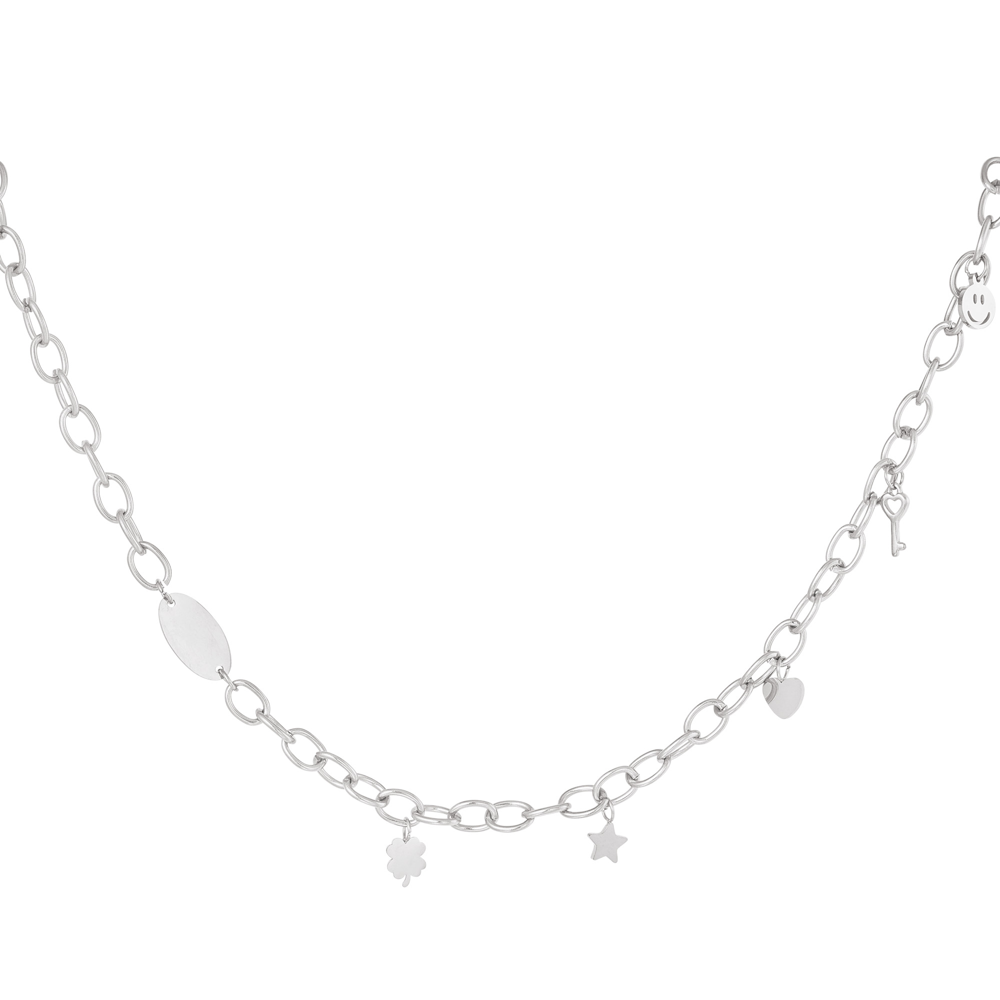 Necklace with charms Silver Color Stainless Steel