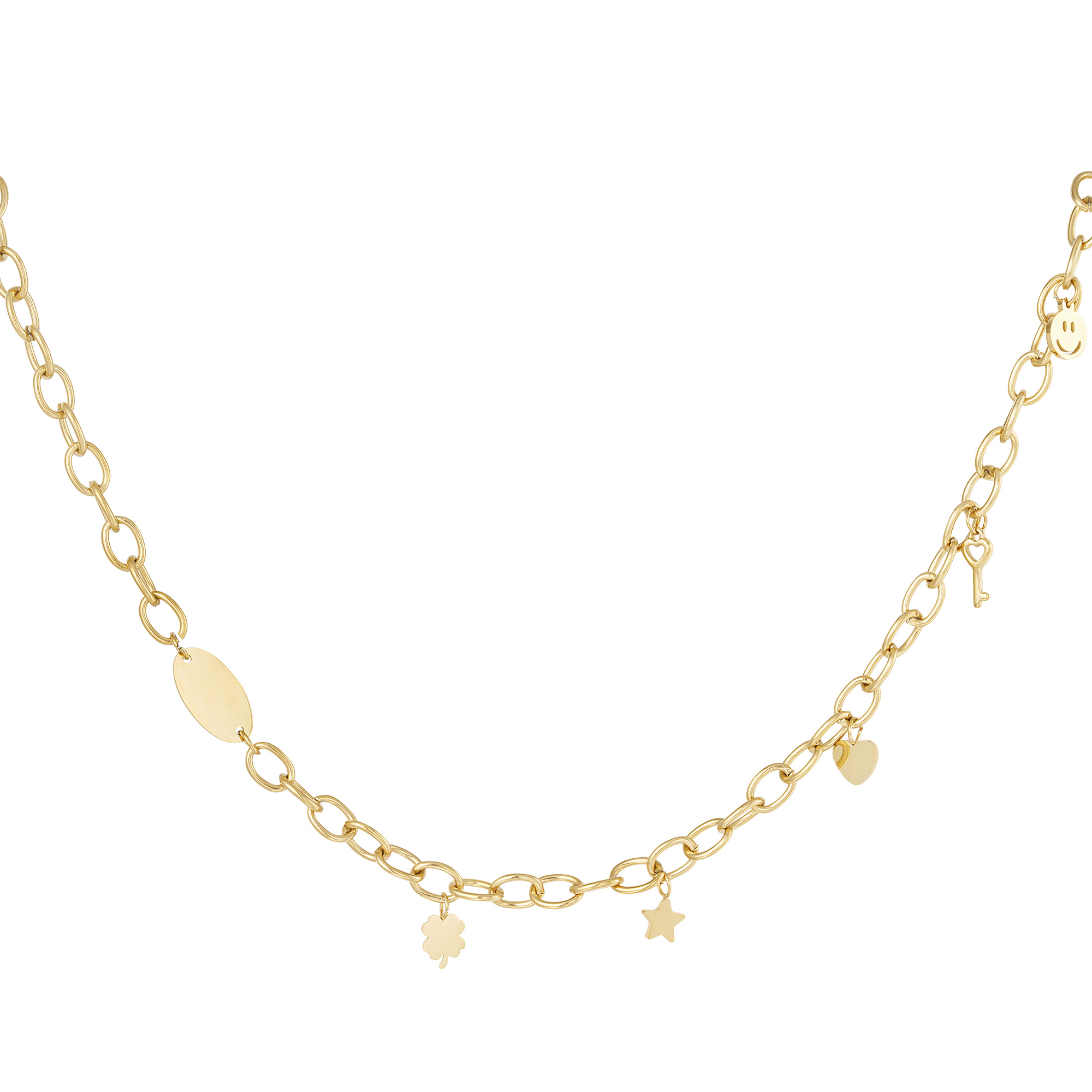 Necklace with charms Gold Color Stainless Steel 