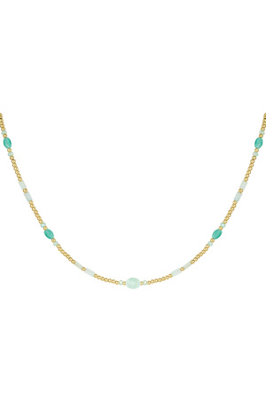 Perlenkette mit bunten Details - grüner und goldener Edelstahl h5 