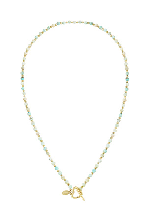 Fermoir coeur chaine perle - turquoise Acier Inoxydable h5 
