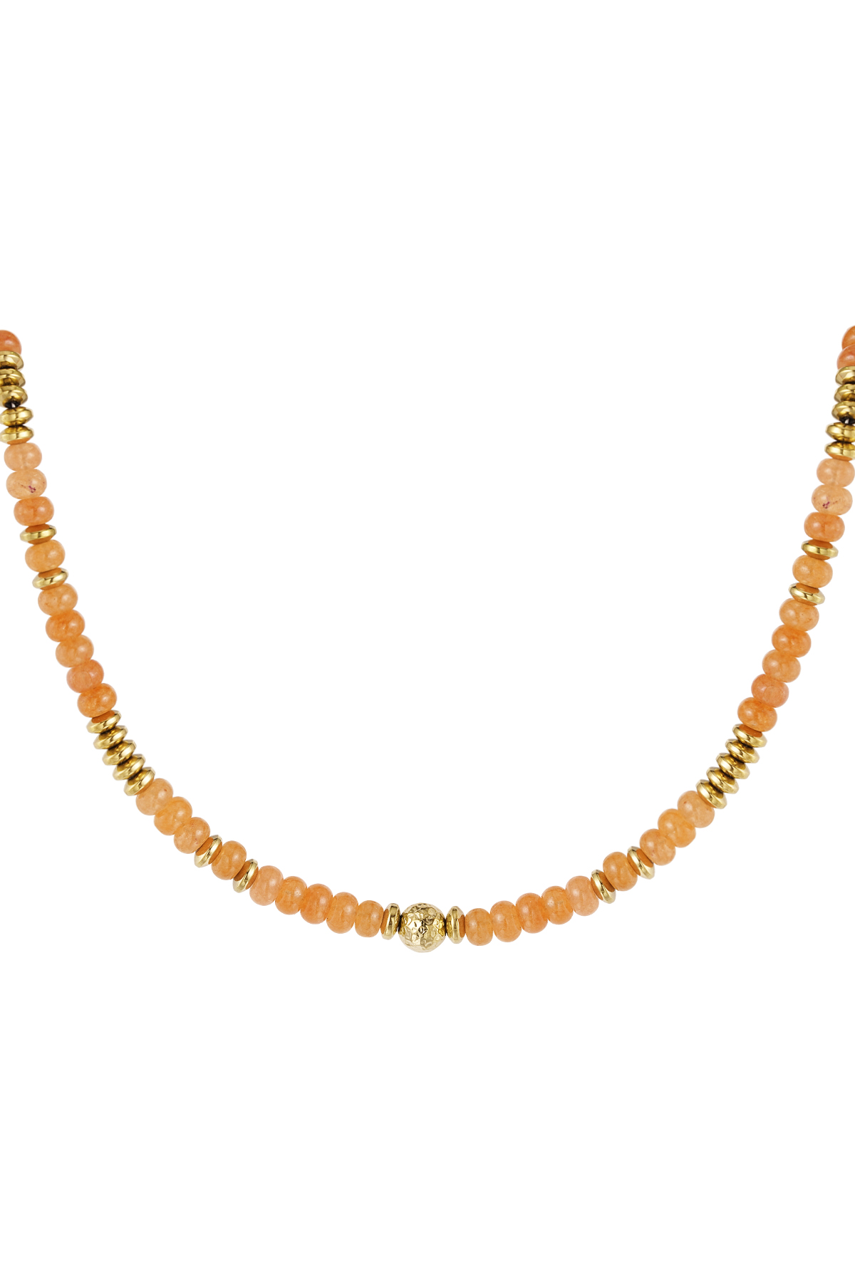 Halskette bunte Steine - orange &amp; goldener Stein