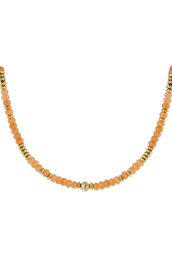 Halskette bunte Steine - orange & goldener Stein 