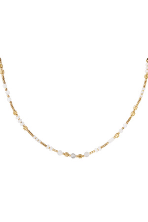 Collar Stones & Beads - Acero inoxidable blanco y dorado h5 