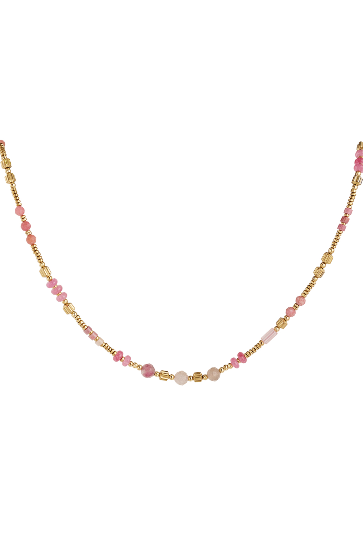 Necklace Stones &amp; Beads - Pink &amp; Gold Stainless Steel
