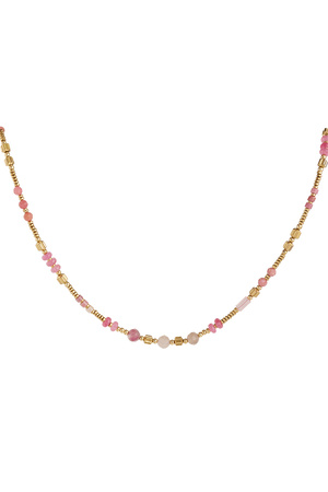 Necklace Stones & Beads - Pink & Gold Stainless Steel h5 