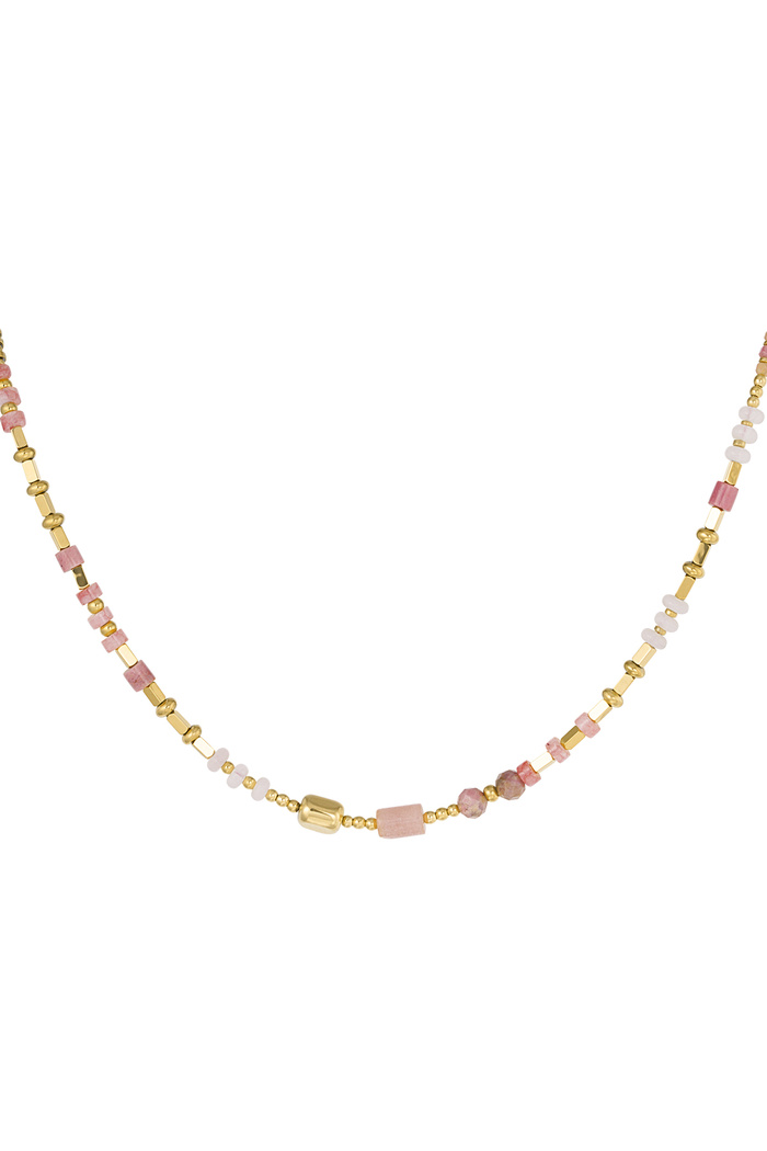 Halskette Perlenmischung - rosa & goldener Edelstahl 