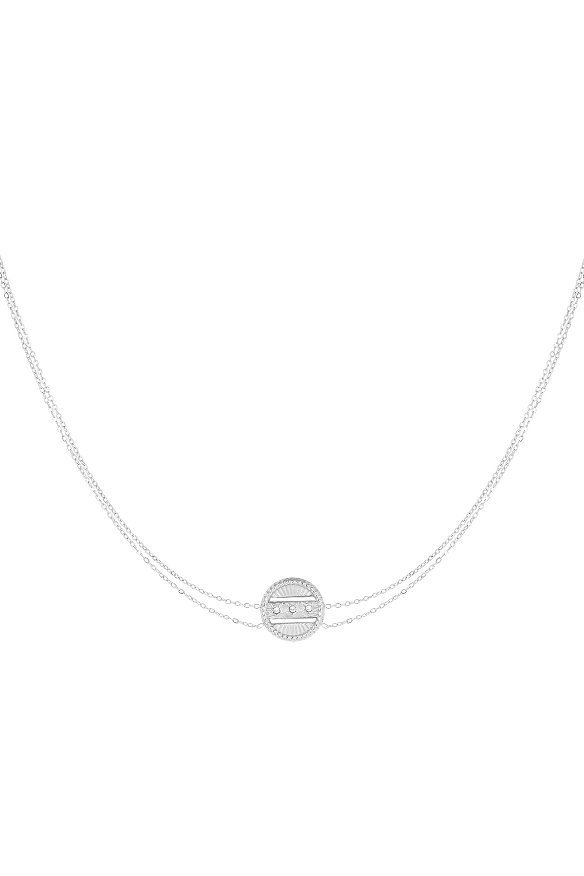 Double necklace with coin - silver color Stainless Steel h5 