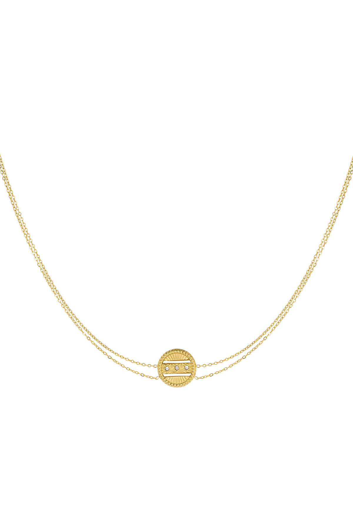 Double necklace with coin - gold Stainless Steel