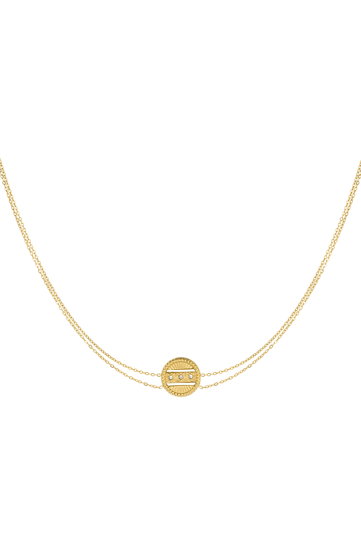 Double necklace with coin - Gold Color Stainless Steel 2