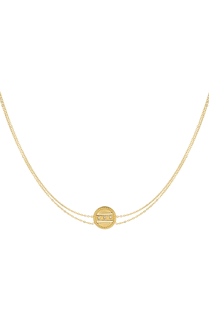 Double necklace with coin - gold Stainless Steel 