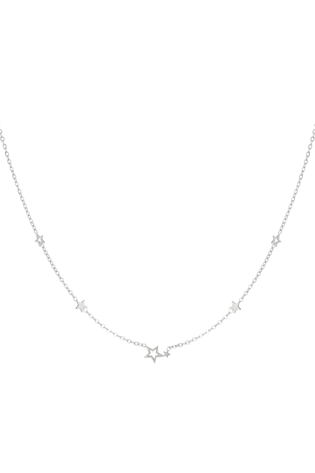 Necklace stainless steel stars - silver h5 