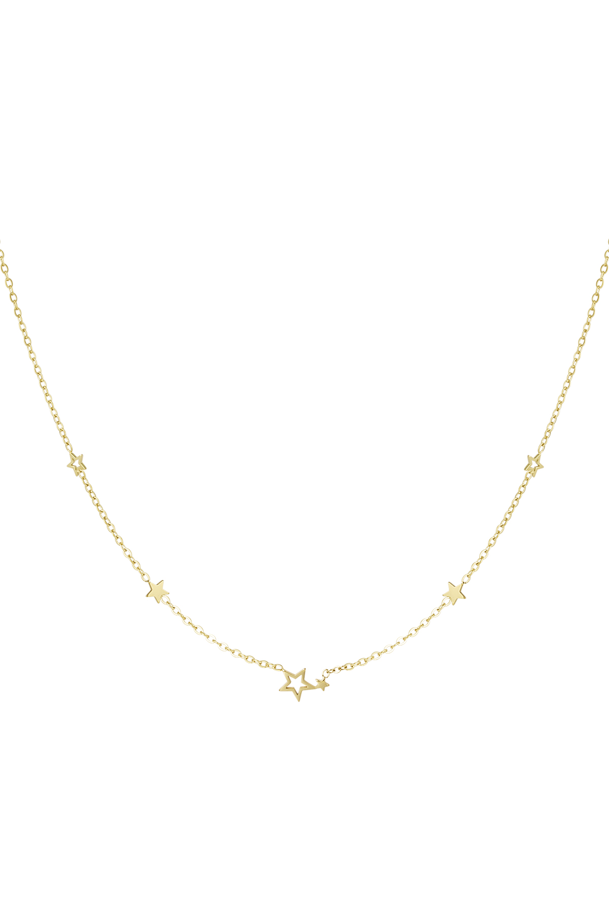 Necklace stainless steel stars - gold h5 