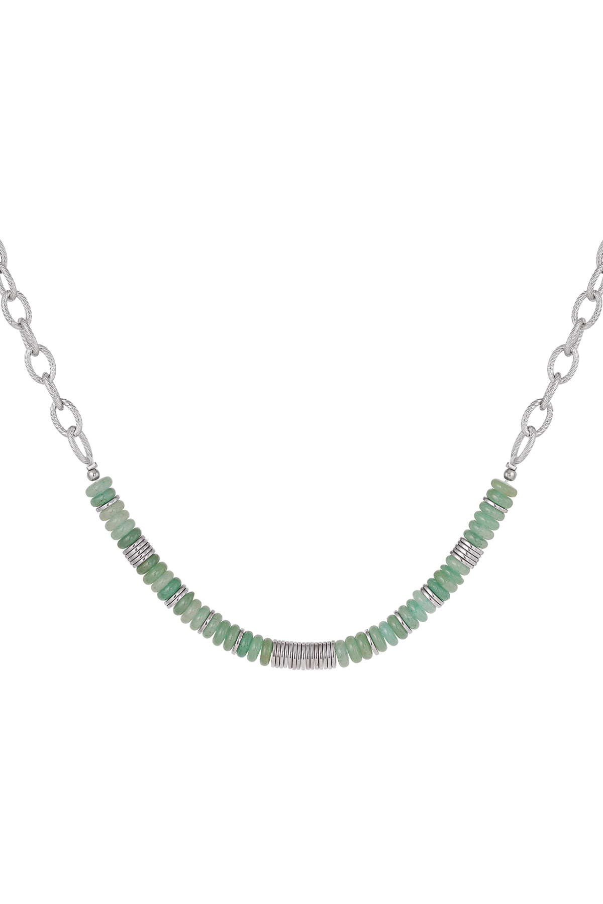 Perle di catena a maglie - argento/verde Green &amp; Silver Stainless Steel