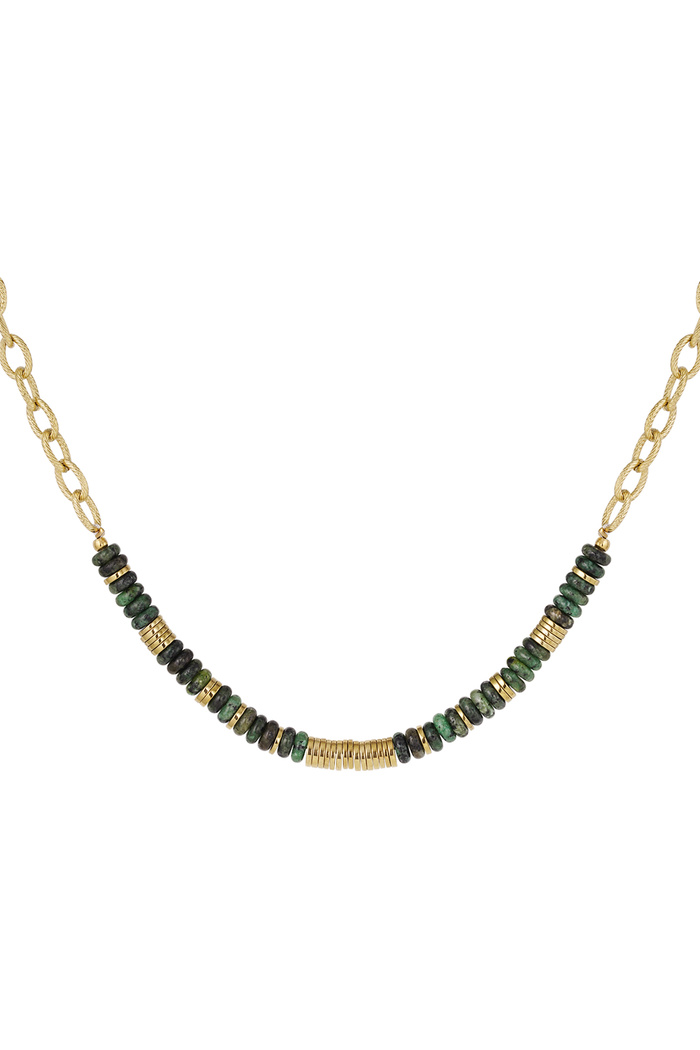 Link chain beads - gold/green Green & Gold Stainless Steel 