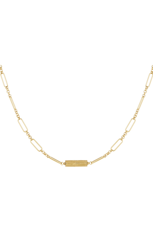 Link chain with charm - gold Stainless Steel