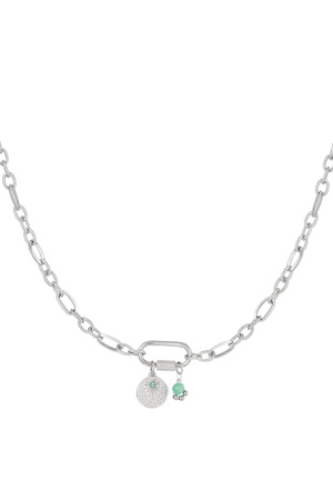 Link chain with charms - green & silver Stainless Steel h5 