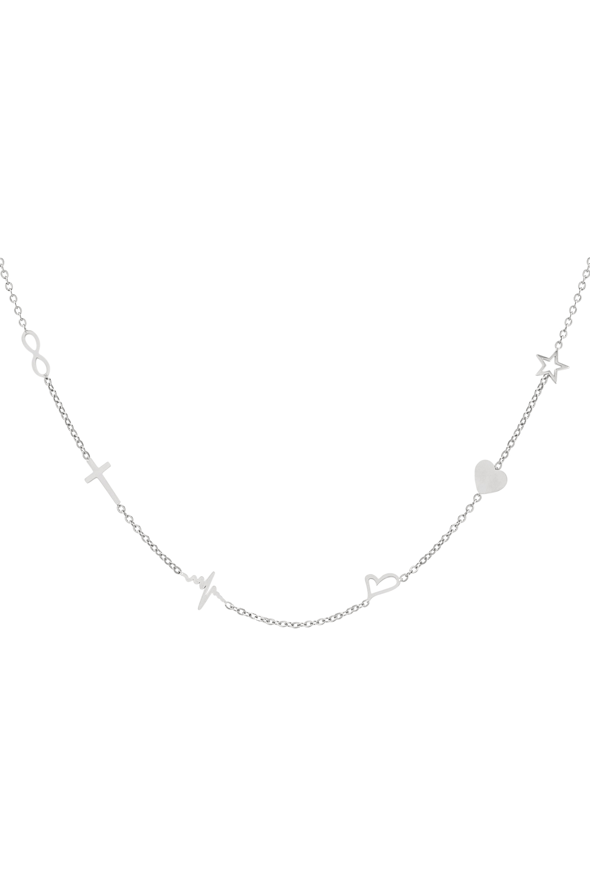 Necklace 6 charms - silver Stainless Steel h5 