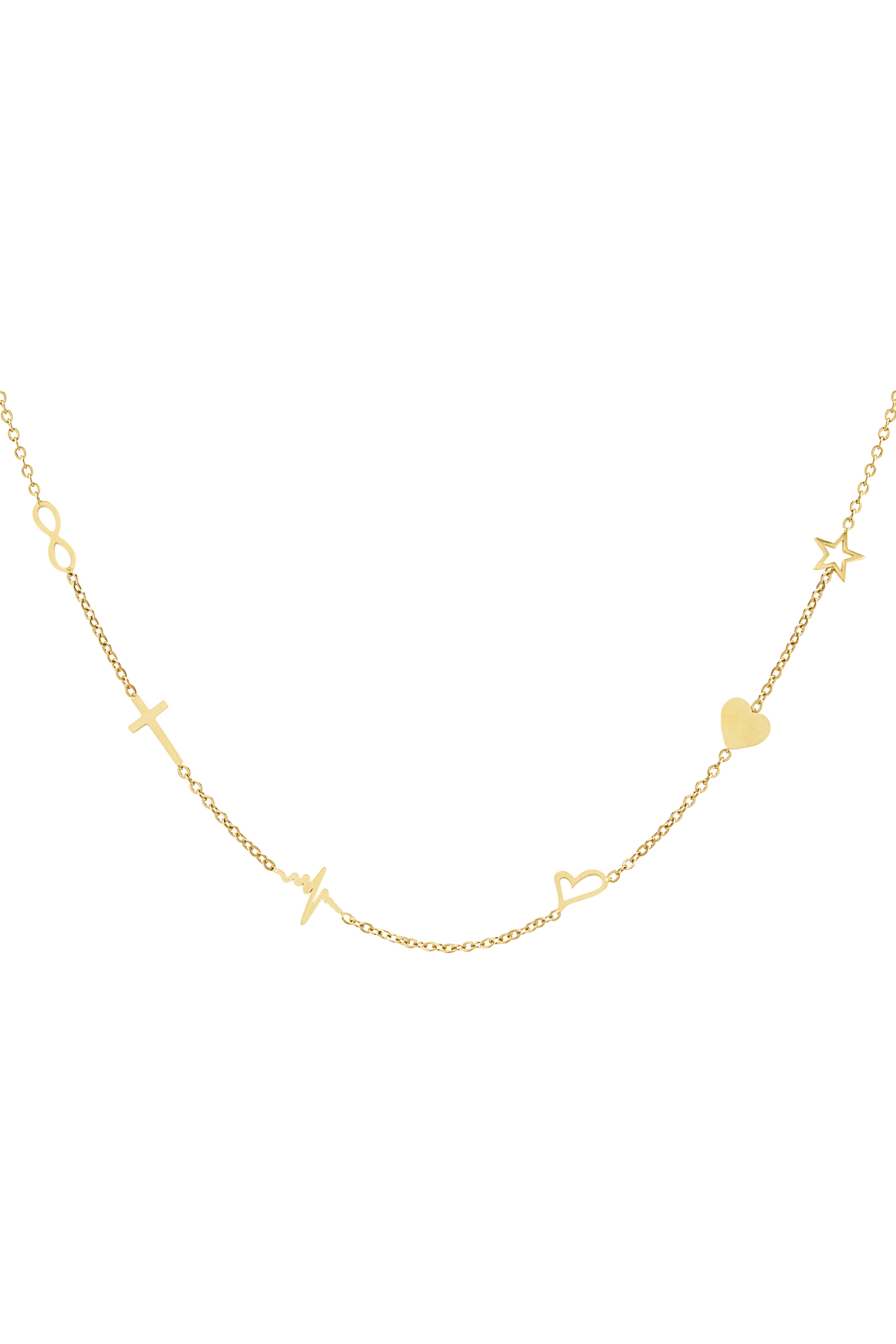 Necklace 6 charms - gold Stainless Steel h5 