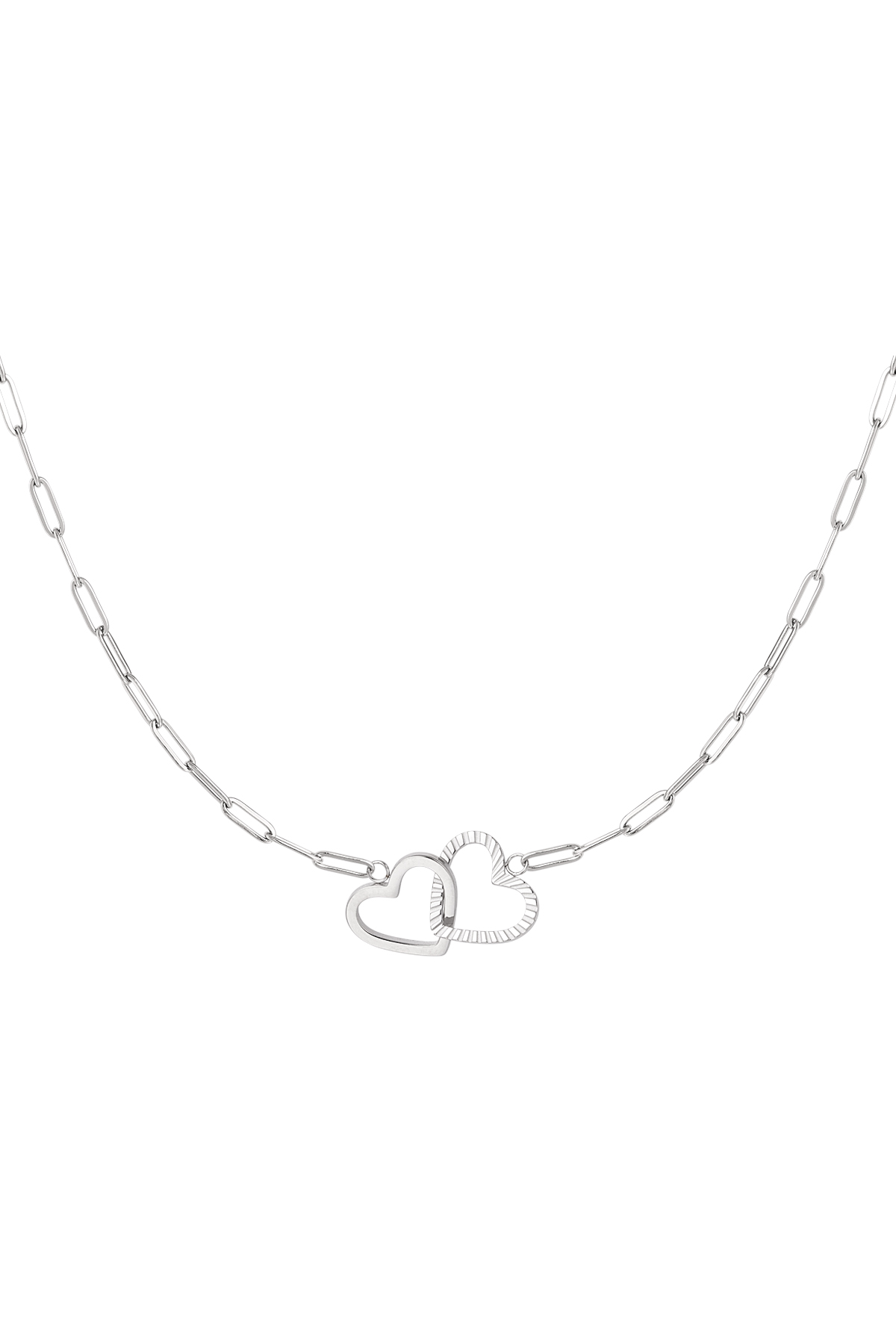 Necklace linked hearts - silver Stainless Steel