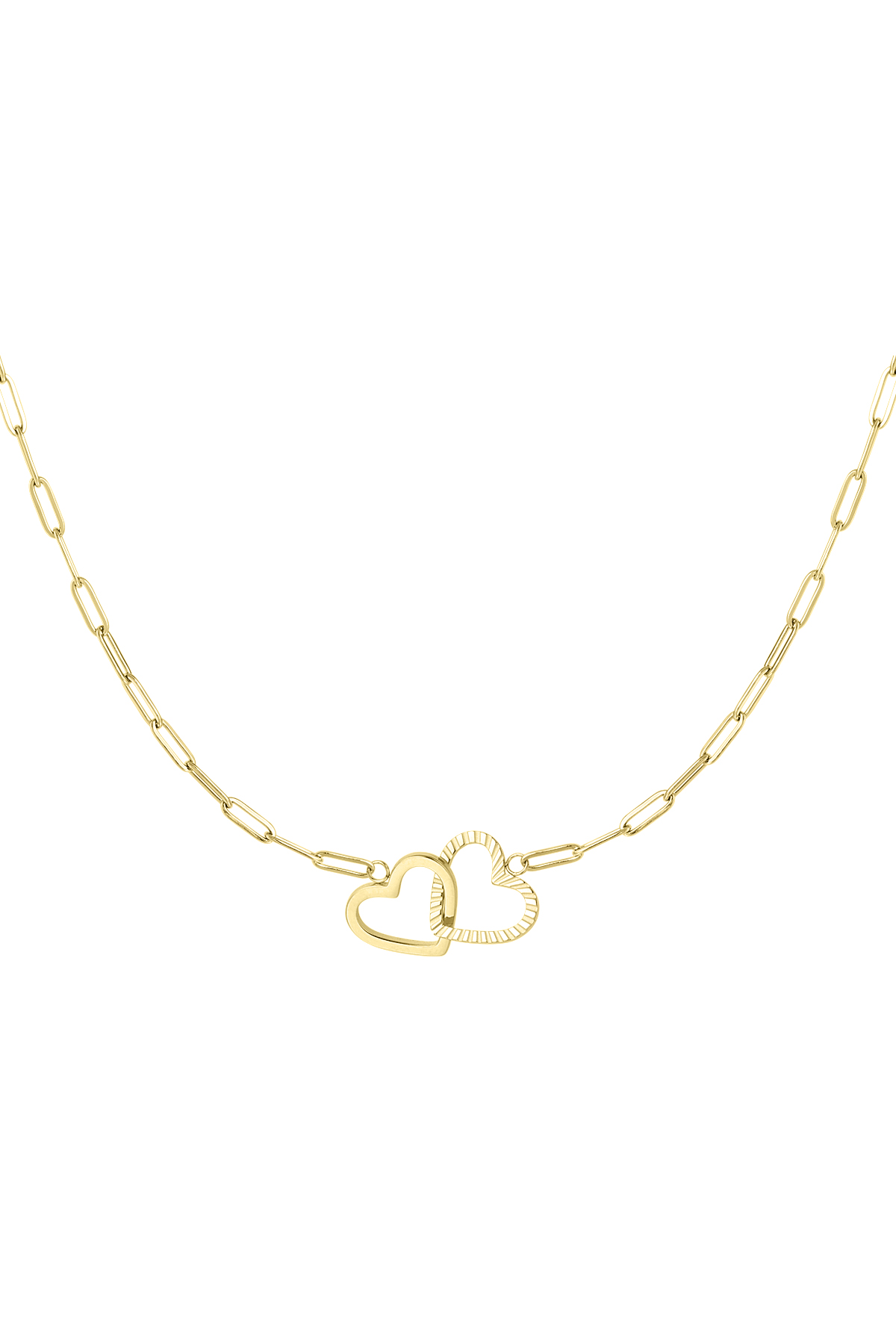 Necklace linked hearts - gold Stainless Steel