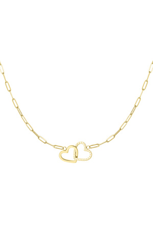 Necklace linked hearts - gold Stainless Steel h5 