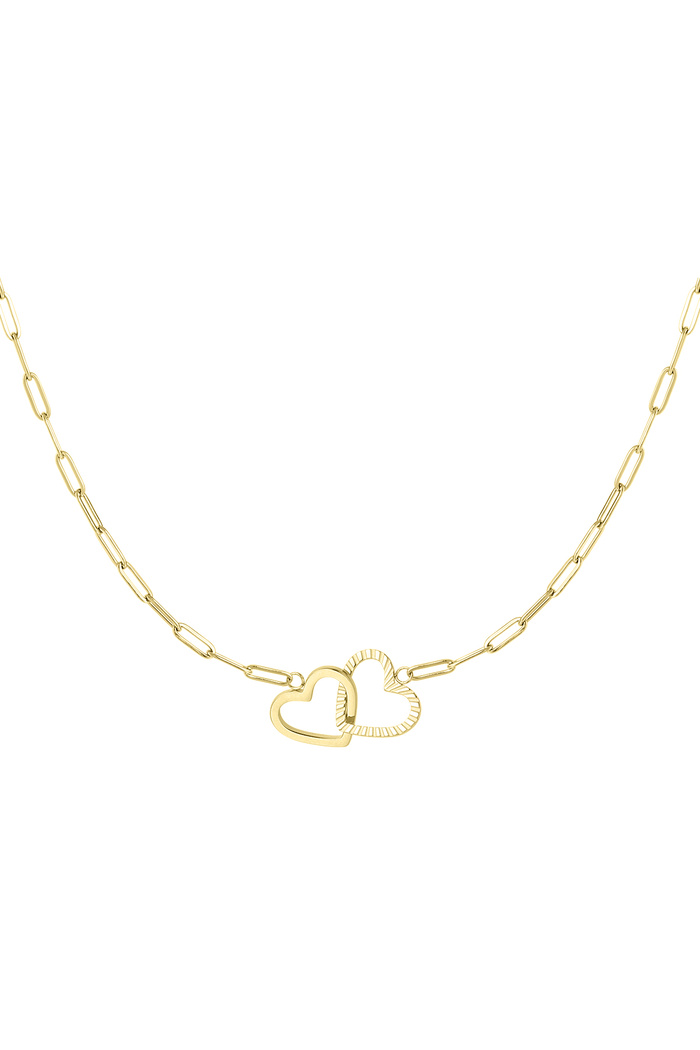 Necklace linked hearts - gold Stainless Steel 