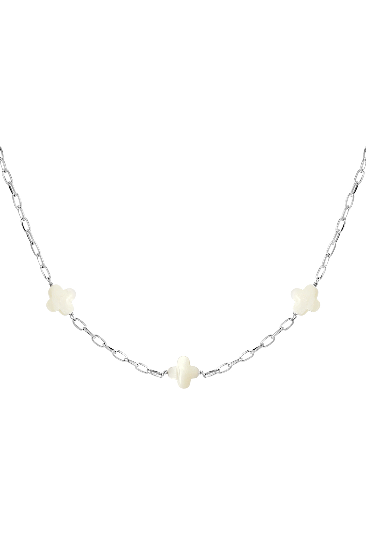 Necklace seashell clovers - Silver Color Stainless Steel 2