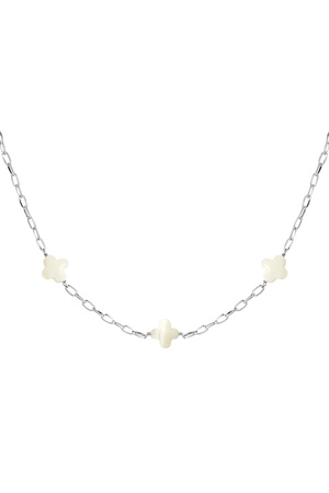 Necklace seashell clovers - Silver Stainless Steel h5 