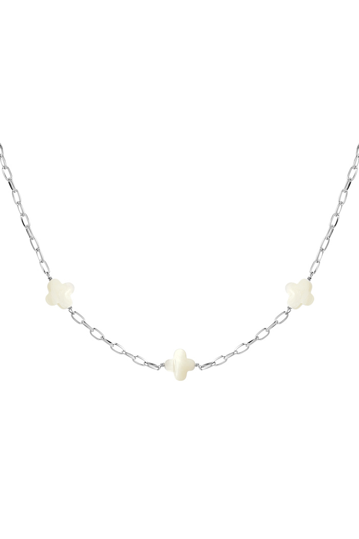 Necklace seashell clovers - Silver Stainless Steel 