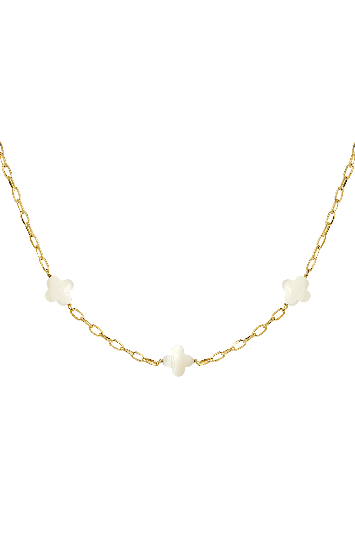 Necklace seashell clovers - Gold Stainless Steel