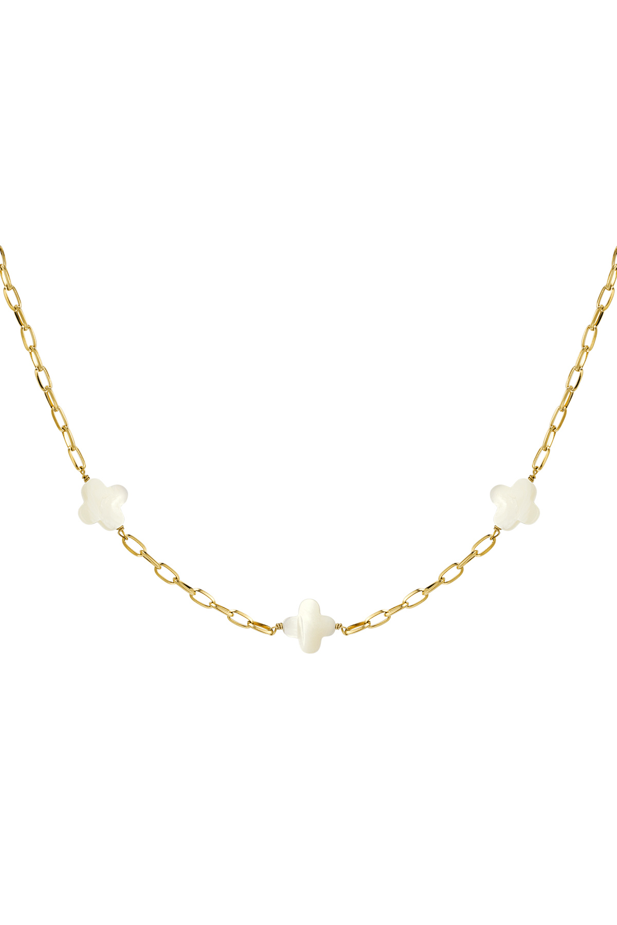 Necklace seashell clovers - Gold Color Stainless Steel