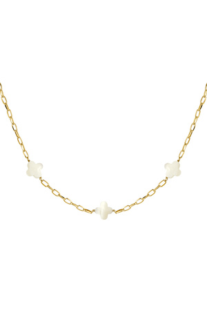 Necklace seashell clovers - Gold Stainless Steel h5 