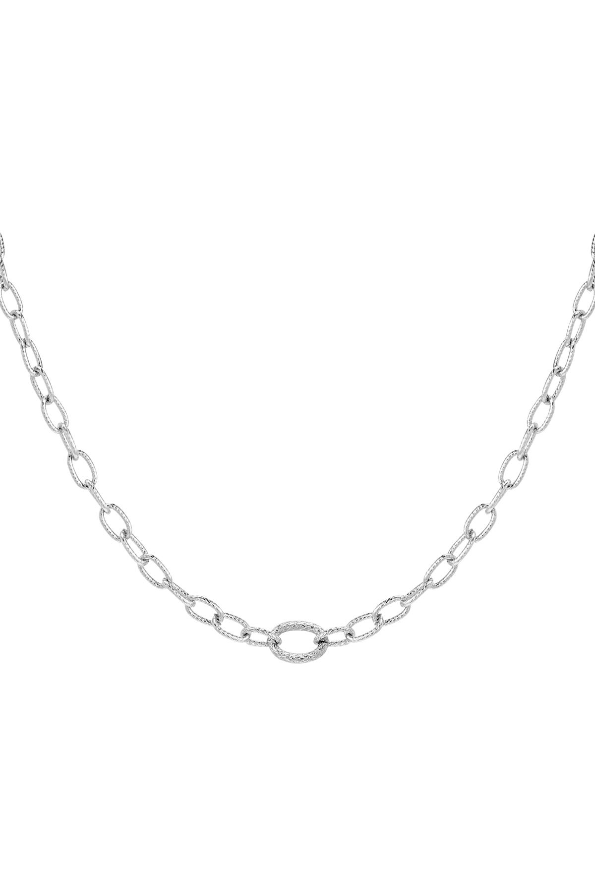 Link chain with structure - Silver Stainless Steel 