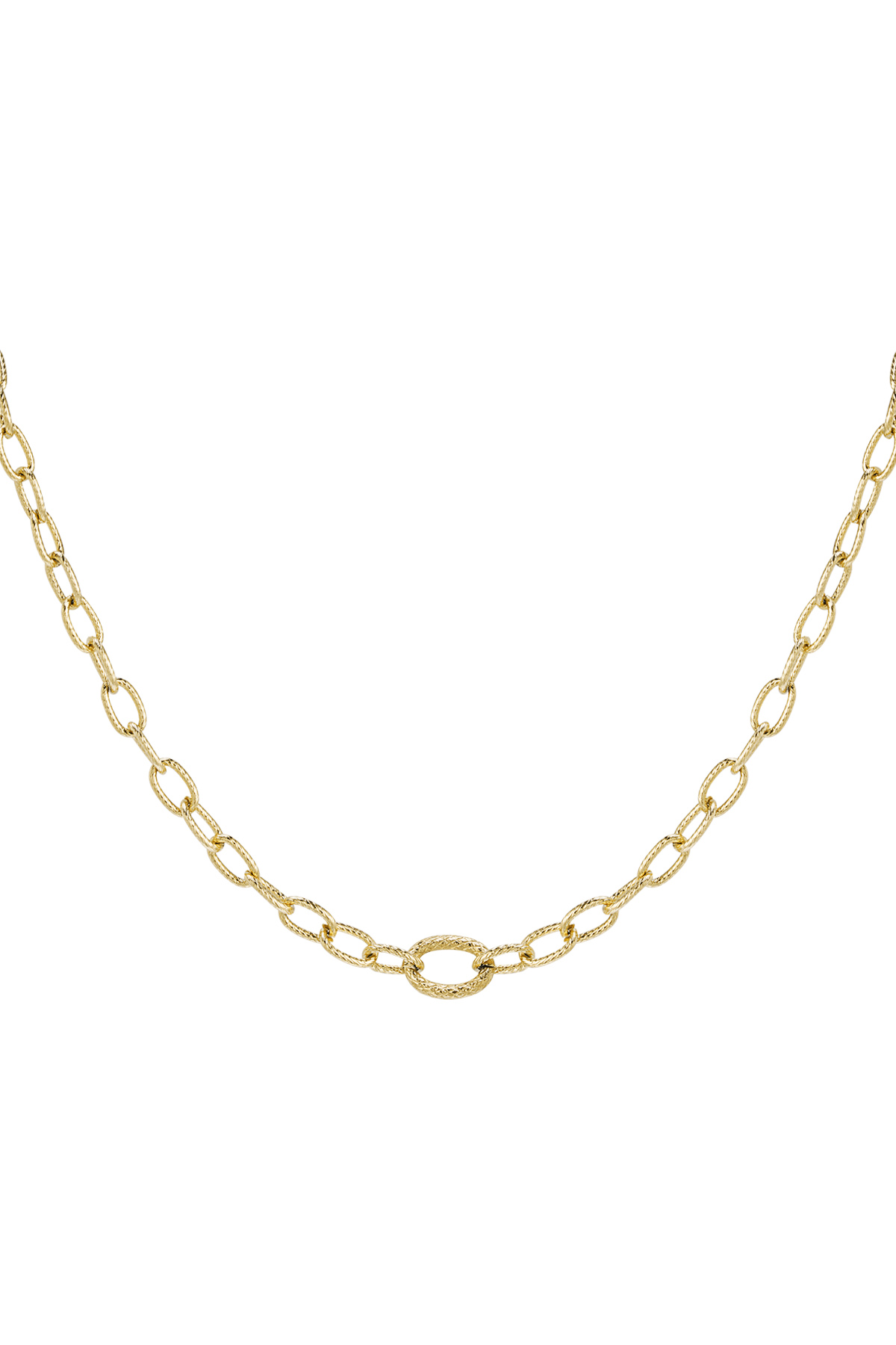 Link chain with structure - Gold Color Stainless Steel 2