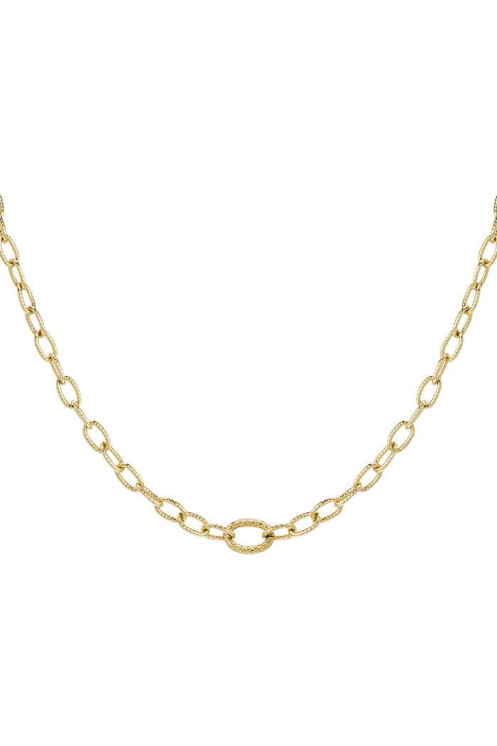 Link chain with structure - Gold Stainless Steel 