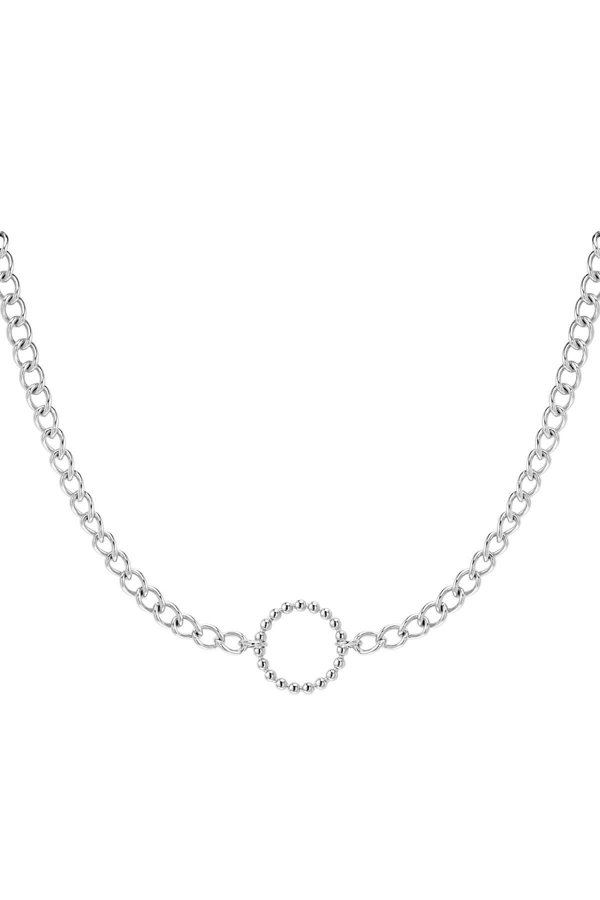 Link chain with circle - silver stainless steel