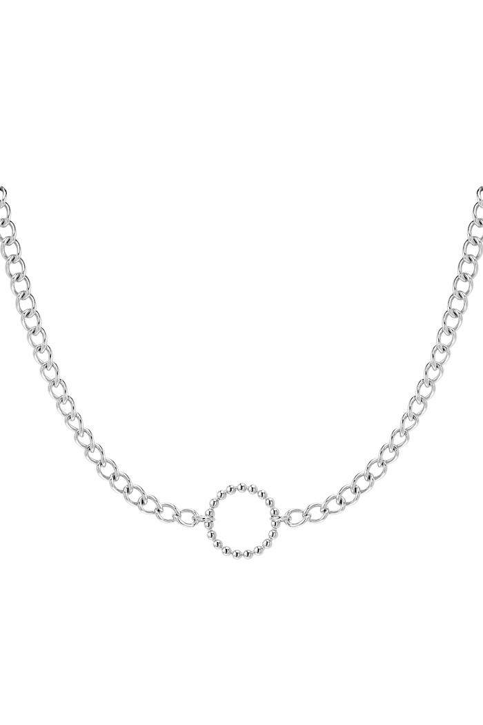 Link chain with circle - silver stainless steel 