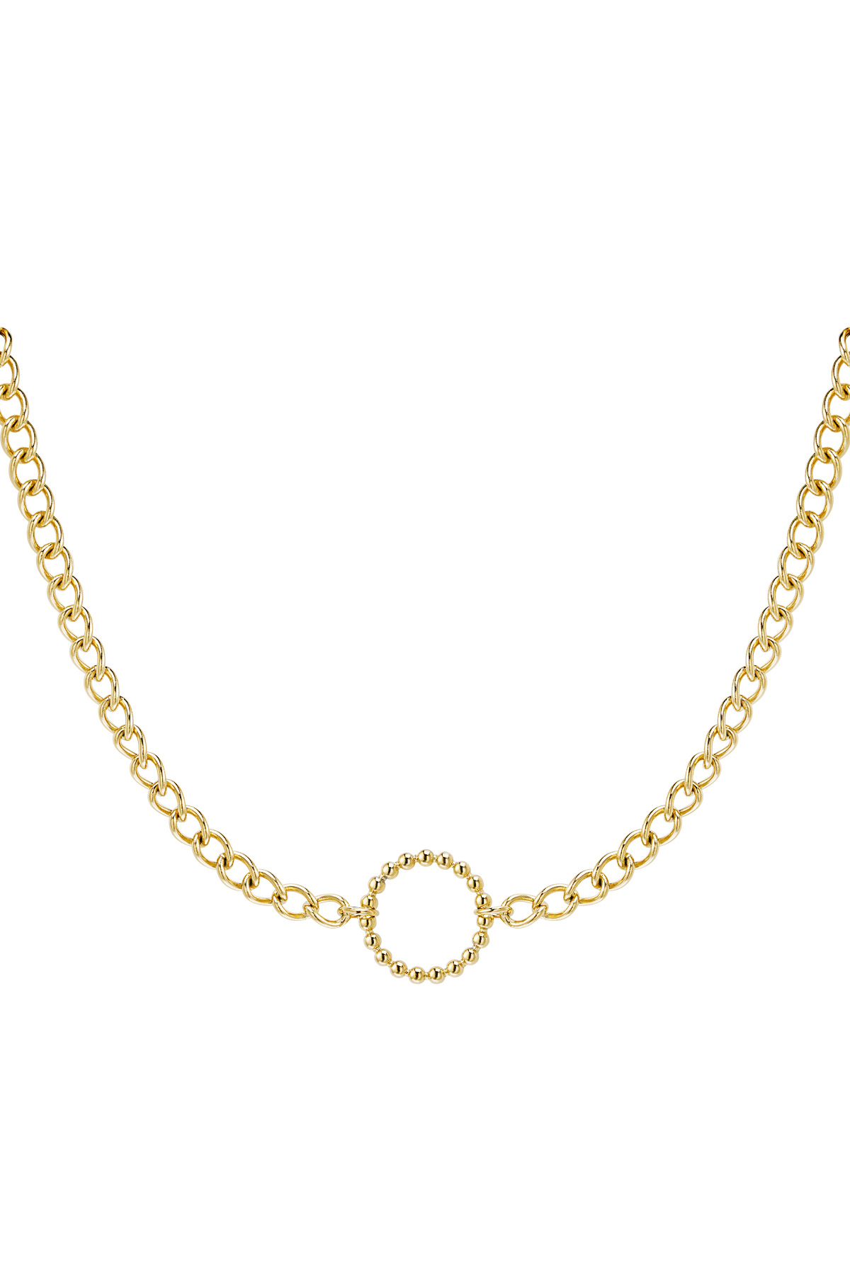 Link chain with circle - gold stainless steel h5 