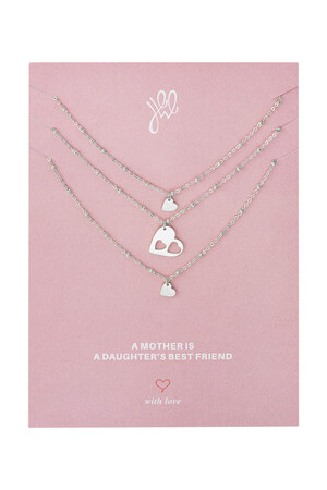 Set 3 Halsketten Herzen - Muttertag - Silber Edelstahl h5 