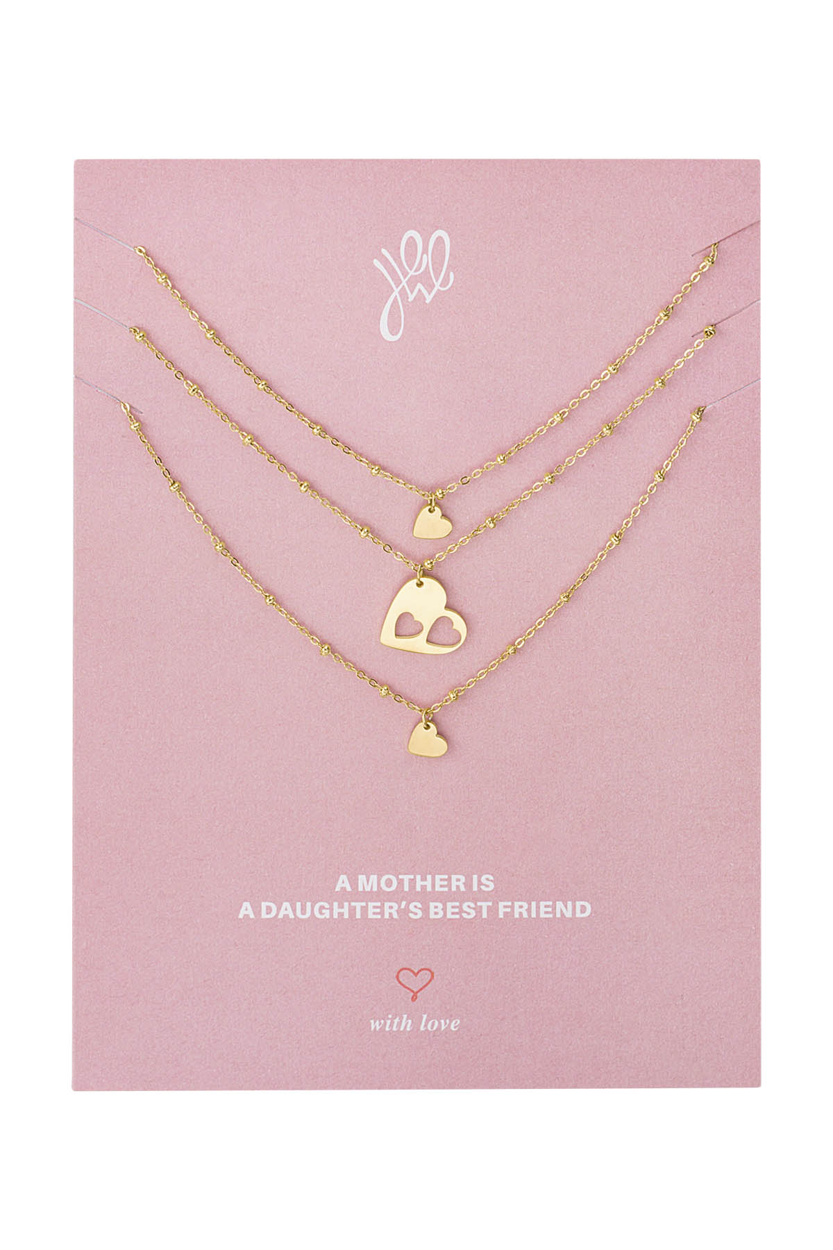 Set 3 collares corazones - dia de la madre - oro Acero Inoxidable