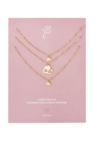 Set 3 Halsketten Herzen - Muttertag - Gold Edelstahl h5 