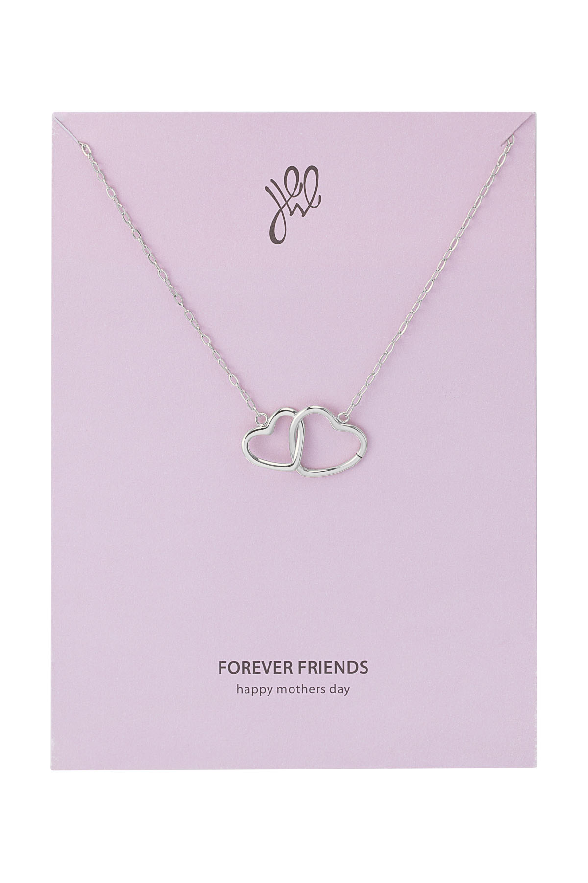 Necklace connected hearts - mother's day - silver Stainless Steel