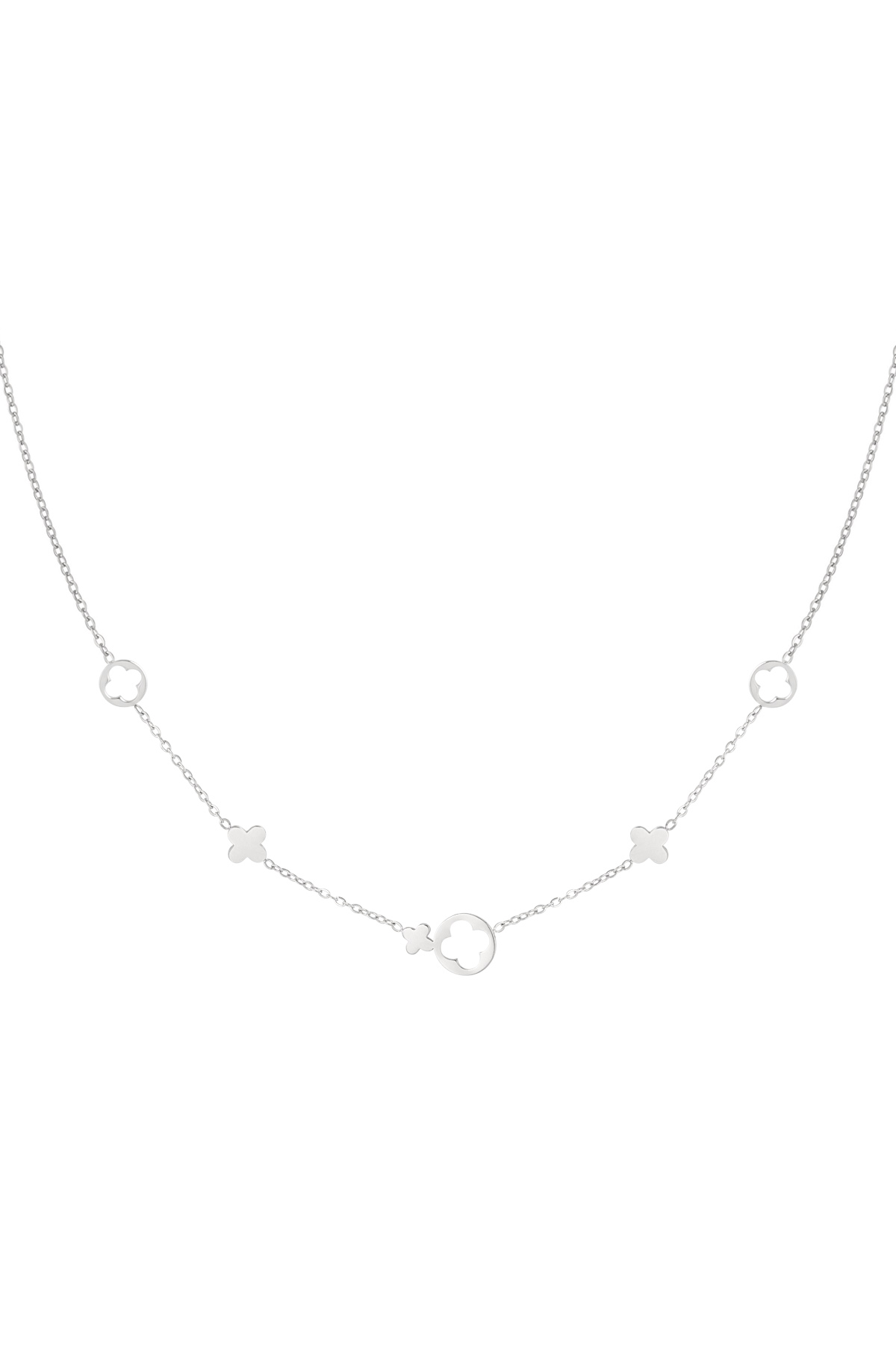 Halskette mit Kleeblatt-Anhängern – Silber
